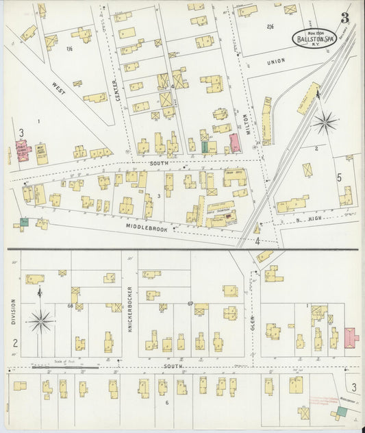 Sanborn Fire Insurance Map from Ballston Spa, Saratoga County, New York (1904), Sheet #0003 - Historic Sanborn Fire Insurance Map Print, vintage old map wall art, antique decor, genealogy gift, New York New York map