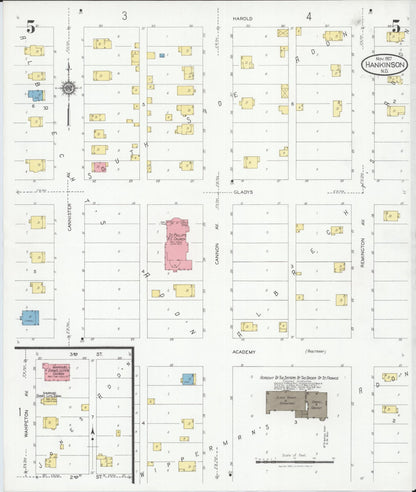 Sanborn Fire Insurance Map from Hankinson, Richland County, North Dakota (1927), Sheet #0005 - Complete Map Set gallery image, historic Sanborn map, vintage wall art, North Dakota North Dakota