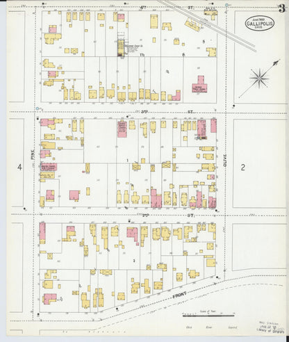 Sanborn Fire Insurance Map from Gallipolis, Gallia County, Ohio (1900), Sheet #0003 - Complete Map Set gallery image, historic Sanborn map, vintage wall art, Ohio Ohio