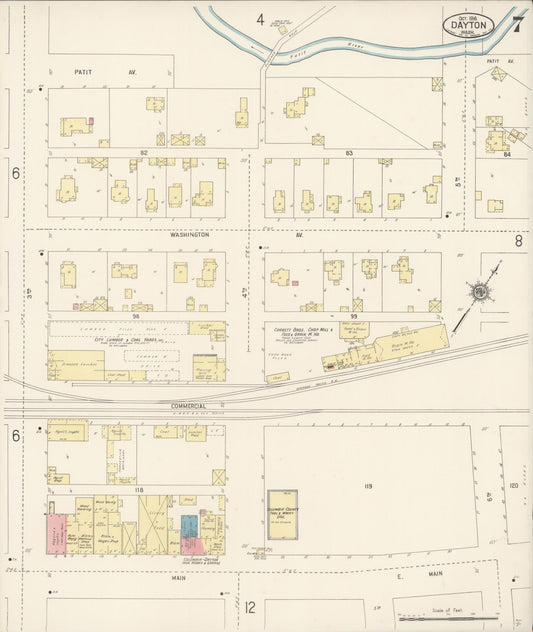 Sanborn Fire Insurance Map from Dayton, Columbia County, Washington (1916), Sheet #0007 - Historic Sanborn Fire Insurance Map Print, vintage old map wall art, antique decor, genealogy gift, Washington Washington map