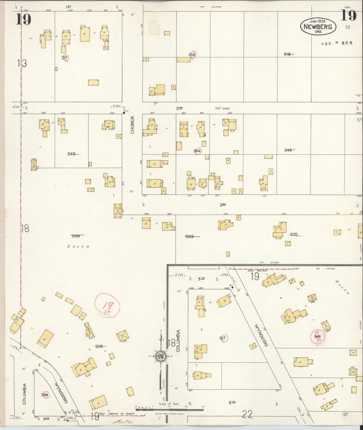 Sanborn Fire Insurance Map from Newberg, Yamhill County, Oregon (1934), Sheet #0019 - Complete Map Set gallery image, historic Sanborn map, vintage wall art, Oregon Oregon