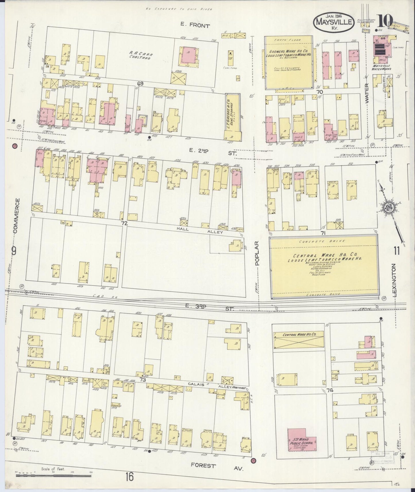 Sanborn Fire Insurance Map from Maysville, Mason County, Kentucky (1914), Sheet #0010 - Historic Sanborn Fire Insurance Map Print, vintage old map wall art, antique decor, genealogy gift, Kentucky Kentucky map