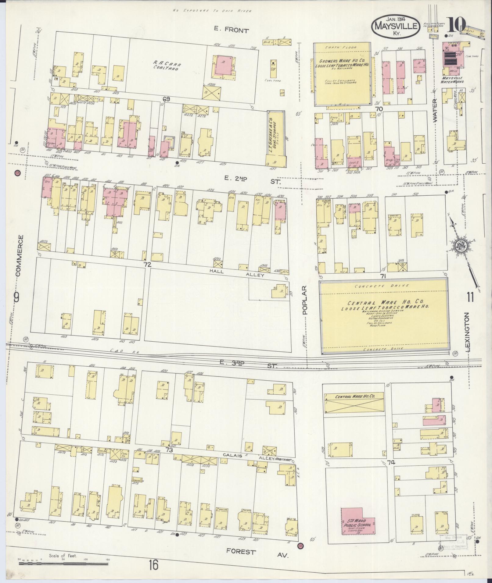 Sanborn Fire Insurance Map from Maysville, Mason County, Kentucky (1914), Sheet #0010 - Historic Sanborn Fire Insurance Map Print, vintage old map wall art, antique decor, genealogy gift, Kentucky Kentucky map