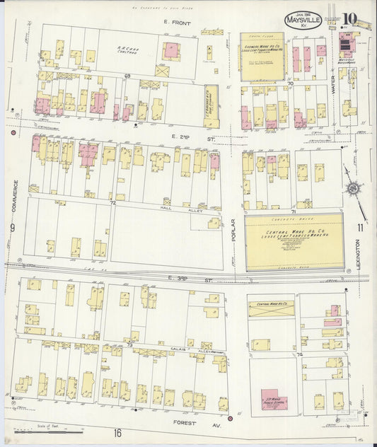 Sanborn Fire Insurance Map from Maysville, Mason County, Kentucky (1914), Sheet #0010 - Historic Sanborn Fire Insurance Map Print, vintage old map wall art, antique decor, genealogy gift, Kentucky Kentucky map