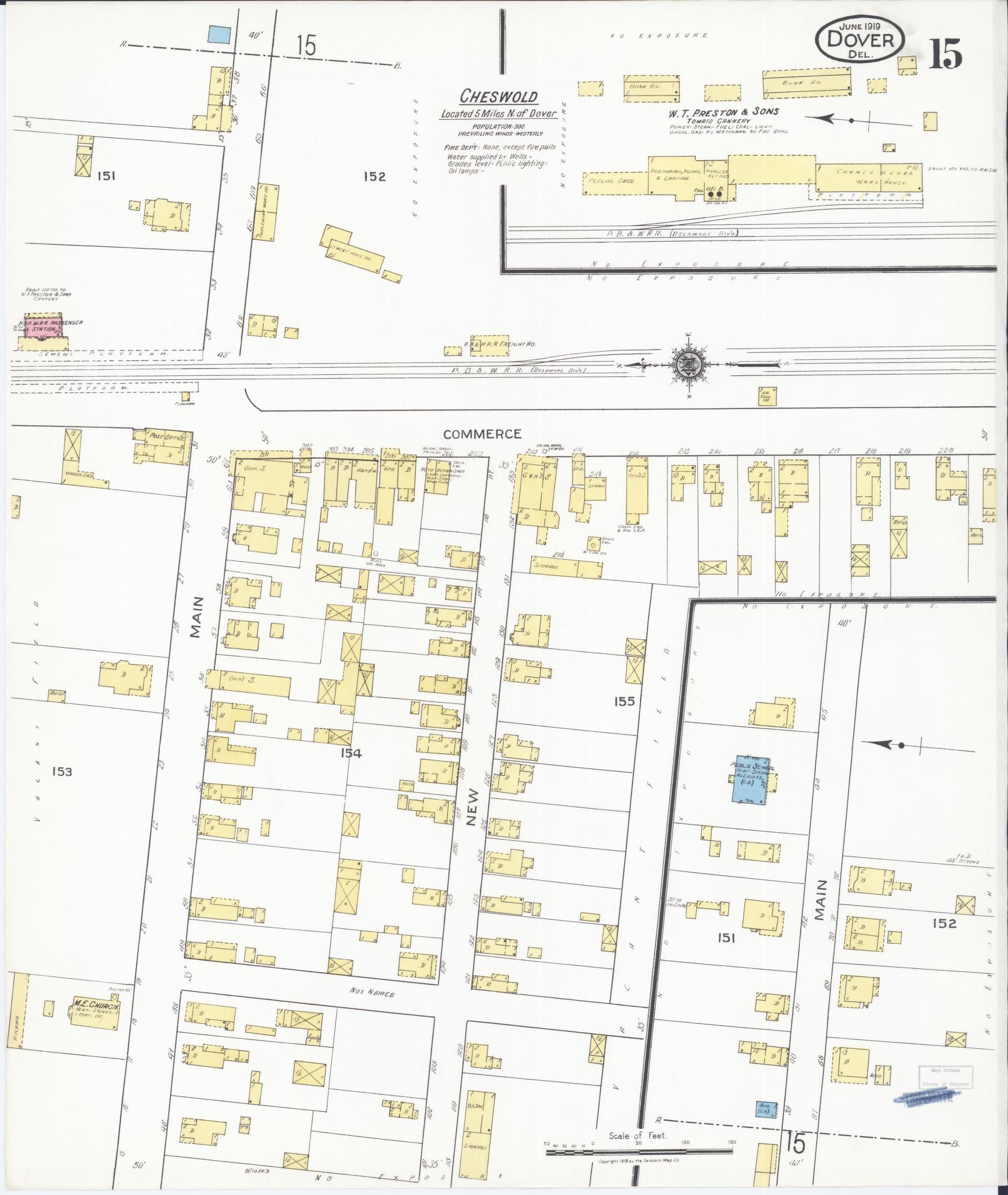 Sanborn Fire Insurance Map from Dover, Kent County, Delaware (1919), Sheet #0015 - Complete Map Set gallery image, historic Sanborn map, vintage wall art, Delaware Delaware