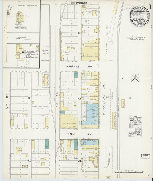 Sanborn Fire Insurance Map from Flatonia, Fayette County, Texas (1891), Sheet #0001 - Complete Map Set gallery image, historic Sanborn map, vintage wall art, Texas Texas