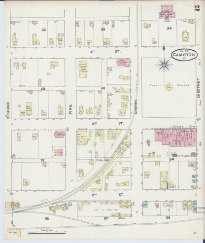 Sanborn Fire Insurance Map from Cameron, Clinton County, Missouri (1891), Sheet #0002 - Complete Map Set gallery image, historic Sanborn map, vintage wall art, Missouri Missouri