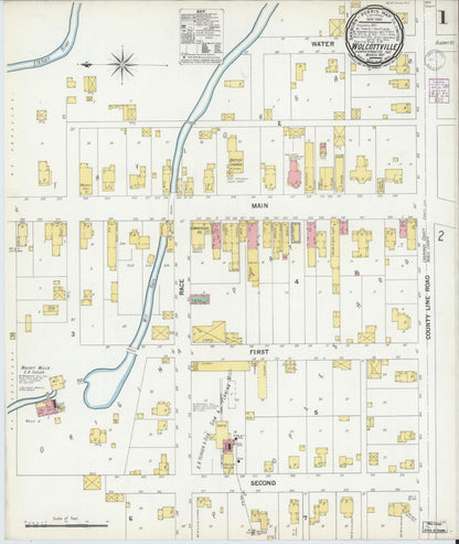 Sanborn Fire Insurance Map from Wolcottville, Noble And LaGrange Counties, Indiana (1901), Sheet #0001 - Historic Sanborn Fire Insurance Map Print, vintage old map wall art, antique decor, genealogy gift, Indiana Indiana map
