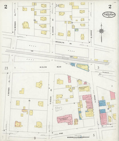 Sanborn Fire Insurance Map from Freeport, Nassau County, New York (1925), Sheet #0002 - Complete Map Set gallery image, historic Sanborn map, vintage wall art, New York New York