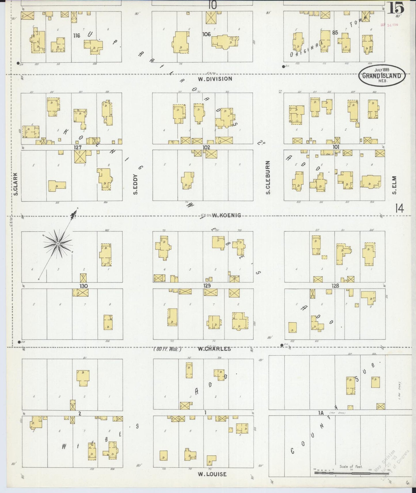 Sanborn Fire Insurance Map from Grand Island, Hall County, Nebraska (1899), Sheet #0015 - Complete Map Set gallery image, historic Sanborn map, vintage wall art, Nebraska Nebraska