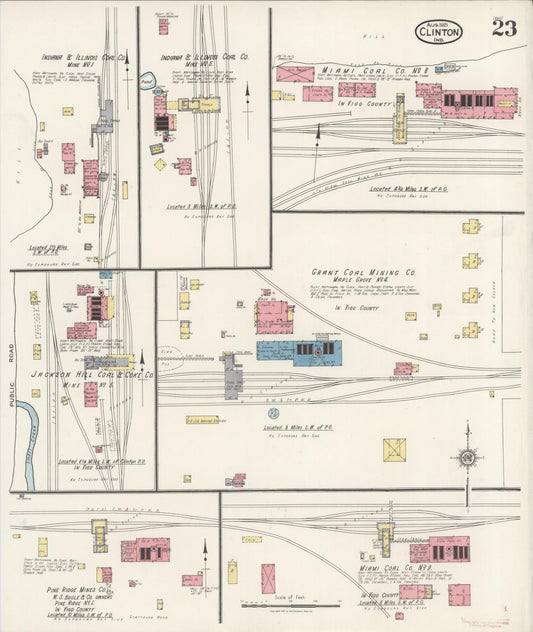 Sanborn Fire Insurance Map from Clinton, Vermillion County, Indiana (1921), Sheet #0023 - Historic Sanborn Fire Insurance Map Print, vintage old map wall art, antique decor, genealogy gift, Indiana Indiana map