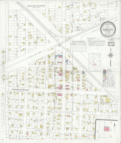 Sanborn Fire Insurance Map from Sorento, Bond County, Illinois (1932), Sheet #0001 - Historic Sanborn Fire Insurance Map Print, vintage old map wall art, antique decor, genealogy gift, Illinois Illinois map