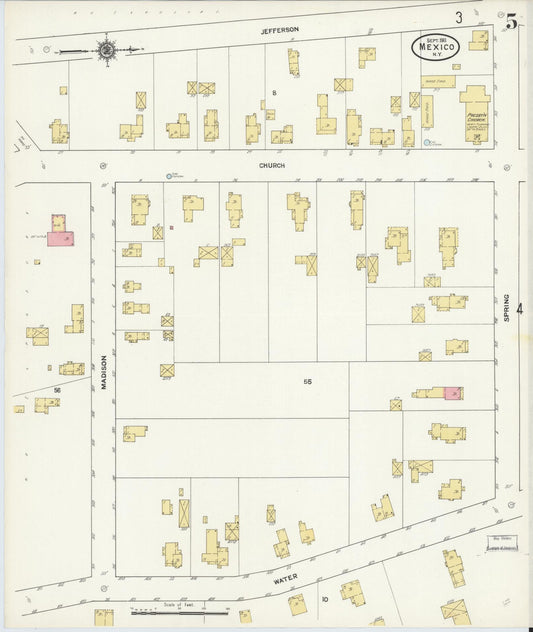 Sanborn Fire Insurance Map from Mexico, Oswego County, New York (1911), Sheet #0005 - Historic Sanborn Fire Insurance Map Print, vintage old map wall art, antique decor, genealogy gift, New York New York map