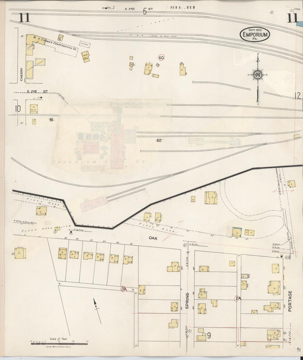Sanborn Fire Insurance Map from Emporium, Cameron County, Pennsylvania (1938), Sheet #0011 - Complete Map Set gallery image, historic Sanborn map, vintage wall art, Pennsylvania Pennsylvania