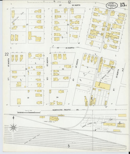 Sanborn Fire Insurance Map from Fargo, Cass County, North Dakota (1901), Sheet #0015 - Complete Map Set gallery image, historic Sanborn map, vintage wall art, North Dakota North Dakota
