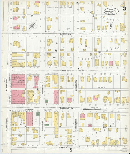 Sanborn Fire Insurance Map from Hartford City, Blackford County, Indiana (1901), Sheet #0003 - Historic Sanborn Fire Insurance Map Print, vintage old map wall art, antique decor, genealogy gift, Indiana Indiana map