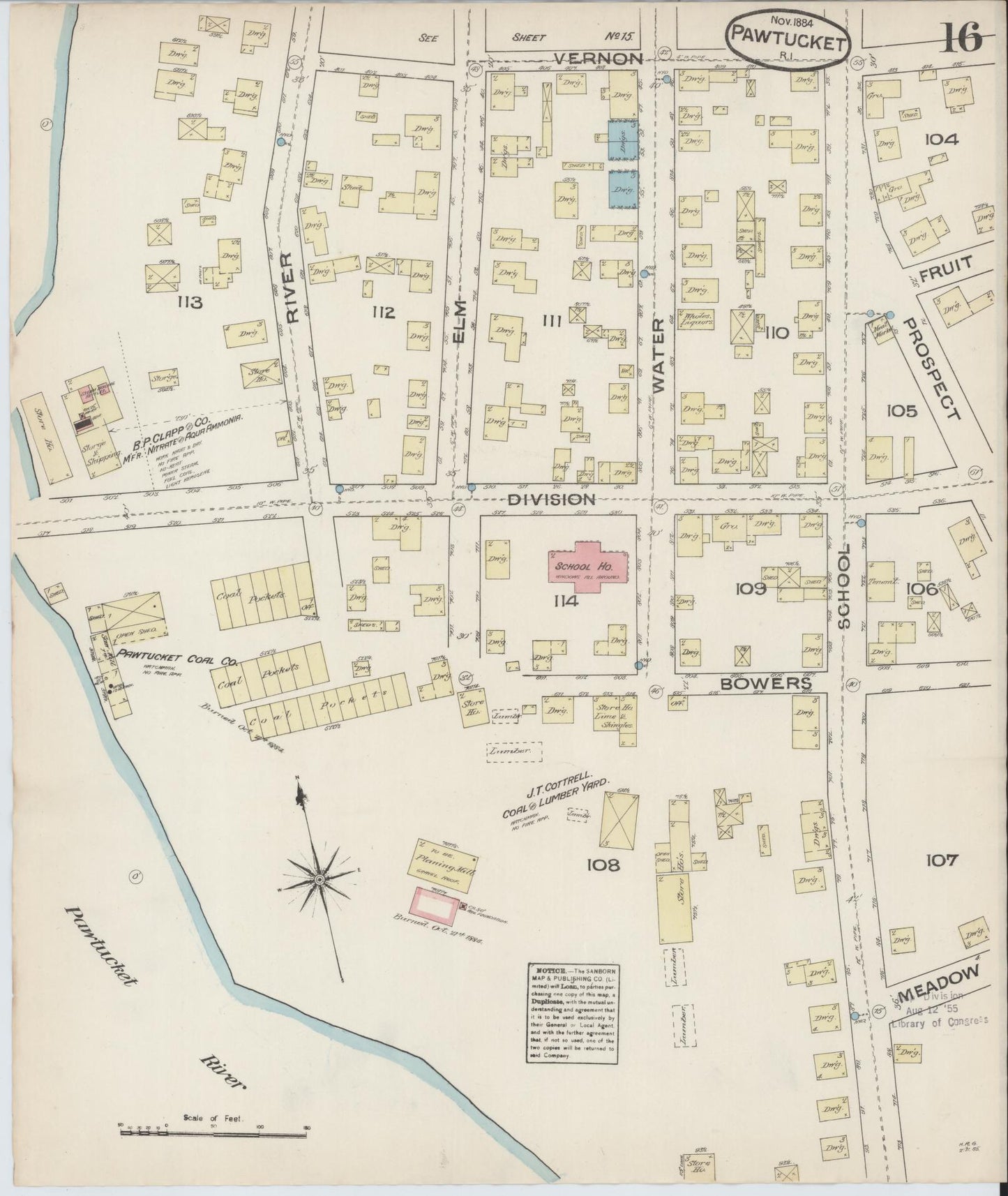 Sanborn Fire Insurance Map from Pawtucket, Providence County, Rhode Island (1884), Sheet #0016 - Complete Map Set gallery image, historic Sanborn map, vintage wall art, Rhode Island Rhode Island