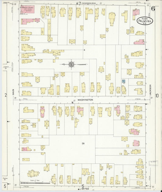Sanborn Fire Insurance Map from Palmyra, Wayne County, New York (1912), Sheet #0006 - Historic Sanborn Fire Insurance Map Print, vintage old map wall art, antique decor, genealogy gift, New York New York map