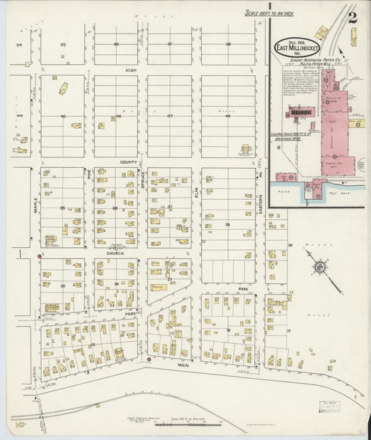 Sanborn Fire Insurance Map from East Millinock, Penobscot County, Maine (1916), Sheet #0002 - Historic Sanborn Fire Insurance Map Print, vintage old map wall art, antique decor, genealogy gift, Maine Maine map