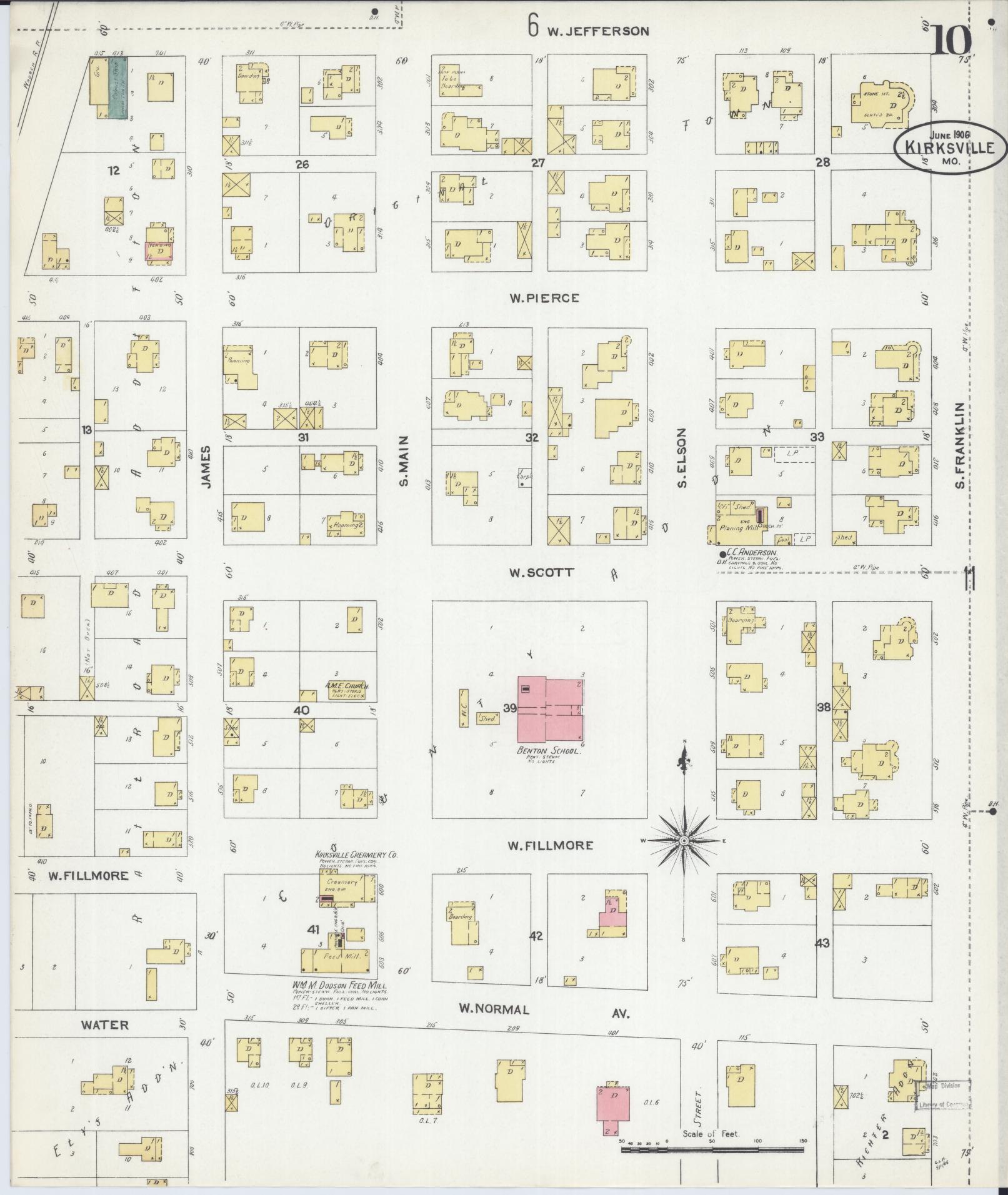 Sanborn Fire Insurance Map from Kirksville, Adair County, Missouri (1906), Sheet #0010 - Complete Map Set gallery image, historic Sanborn map, vintage wall art, Missouri Missouri