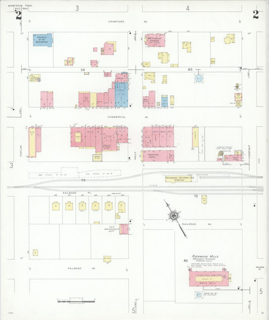 Sanborn Fire Insurance Map from Monterety, Putnam County, Tennessee (1940), Sheet #0002 - Historic Sanborn Fire Insurance Map Print, vintage old map wall art, antique decor, genealogy gift, Tennessee Tennessee map