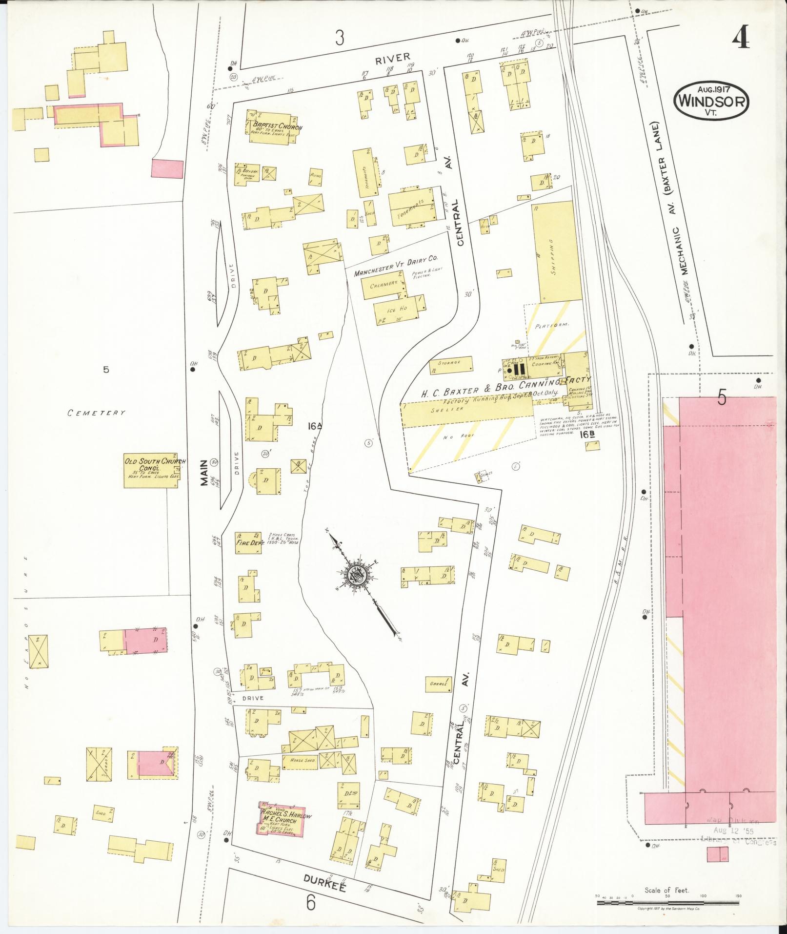Sanborn Fire Insurance Map from Windsor, Windsor County, Vermont (1917), Sheet #0004 - Complete Map Set gallery image, historic Sanborn map, vintage wall art, Vermont Vermont