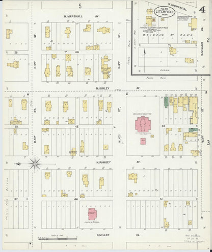 Sanborn Fire Insurance Map from Litchfield, Meeker County, Minnesota (1903), Sheet #0004 - Complete Map Set gallery image, historic Sanborn map, vintage wall art, Minnesota Minnesota