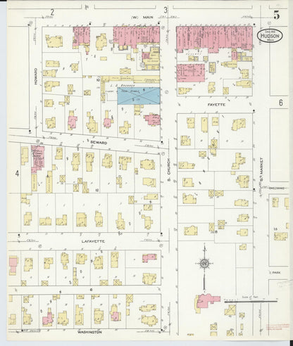 Sanborn Fire Insurance Map from Hudson, Lenawee County, Michigan (1912), Sheet #0005 - Complete Map Set gallery image, historic Sanborn map, vintage wall art, Michigan Michigan
