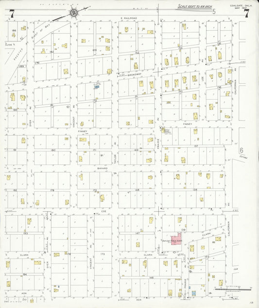 Sanborn Fire Insurance Map from Coalgate, Coal County, Oklahoma (1937), Sheet #0007 - Historic Sanborn Fire Insurance Map Print, vintage old map wall art, antique decor, genealogy gift, Oklahoma Oklahoma map