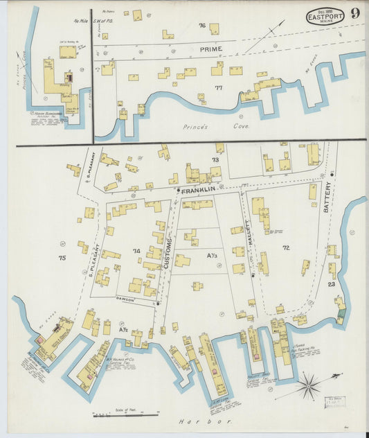 Sanborn Fire Insurance Map from Eastport, Washington County, Maine (1893), Sheet #0009 - Historic Sanborn Fire Insurance Map Print, vintage old map wall art, antique decor, genealogy gift, Maine Maine map
