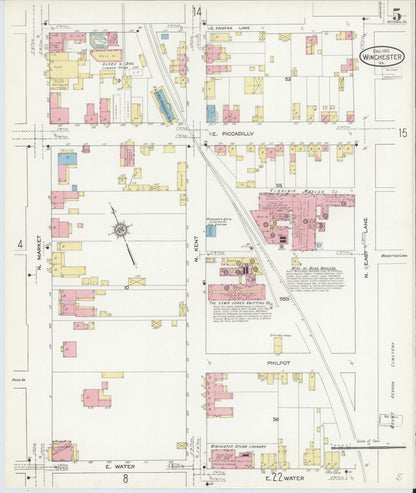 Sanborn Fire Insurance Map from Winchester, Independent Cities, Virginia (1912), Sheet #0005 - Complete Map Set gallery image, historic Sanborn map, vintage wall art, Virginia Virginia