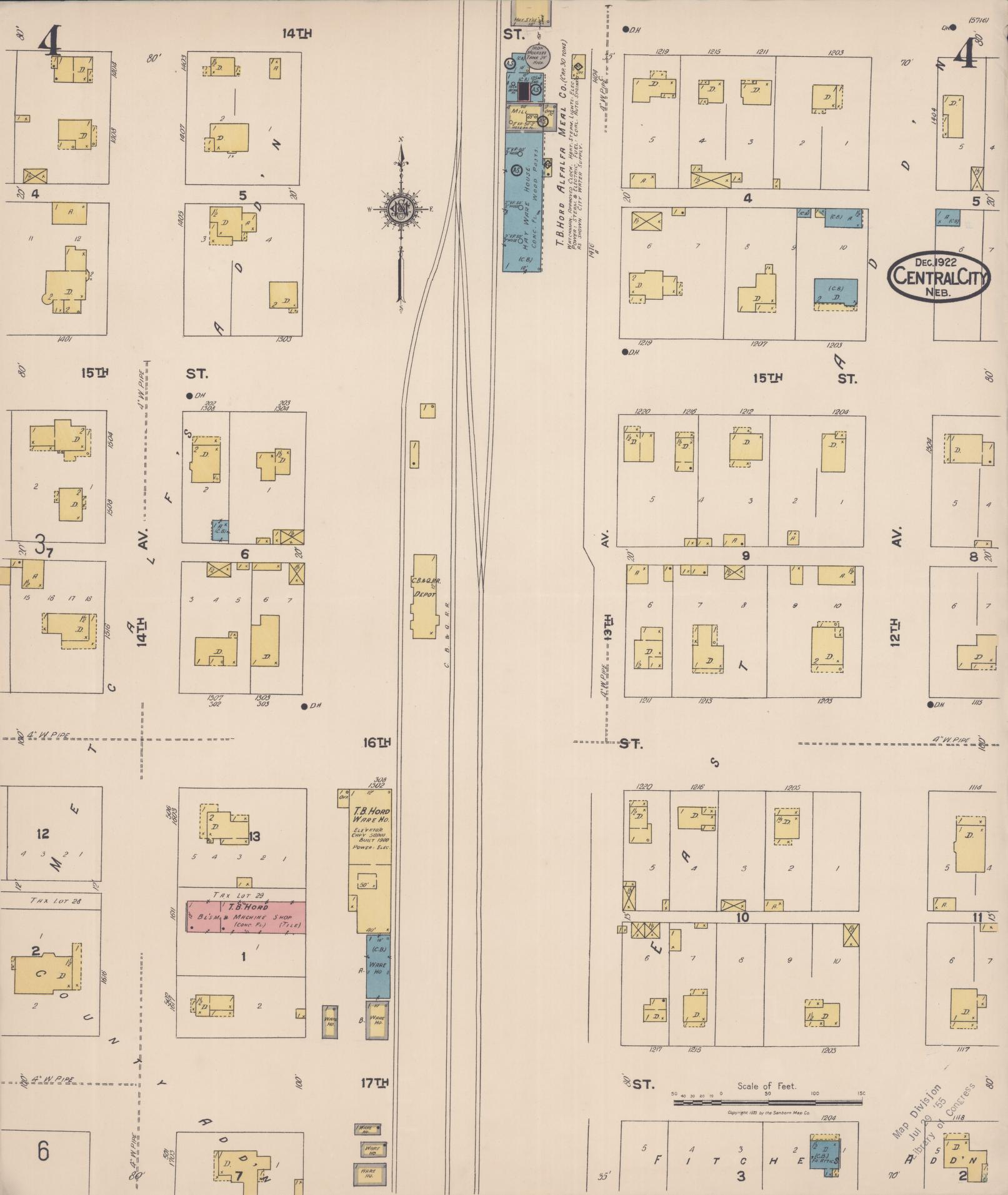 Sanborn Fire Insurance Map from Central City, Merrick County, Nebraska (1922), Sheet #0004 - Historic Sanborn Fire Insurance Map Print, vintage old map wall art, antique decor, genealogy gift, Nebraska Nebraska map