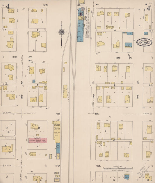 Sanborn Fire Insurance Map from Central City, Merrick County, Nebraska (1922), Sheet #0004 - Historic Sanborn Fire Insurance Map Print, vintage old map wall art, antique decor, genealogy gift, Nebraska Nebraska map