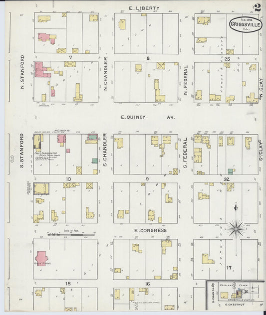 Sanborn Fire Insurance Map from Griggsville, Pike County, Illinois (1894), Sheet #0002 - Historic Sanborn Fire Insurance Map Print, vintage old map wall art, antique decor, genealogy gift, Illinois Illinois map