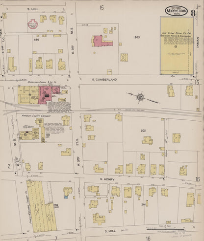 Sanborn Fire Insurance Map from Morristown, Hamblen County, Tennessee (1922), Sheet #0008 - Complete Map Set gallery image, historic Sanborn map, vintage wall art, Tennessee Tennessee