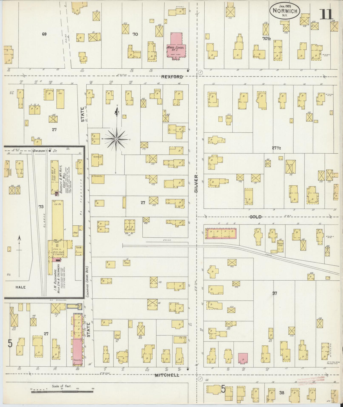 Sanborn Fire Insurance Map from Norwich, Chenango County, New York (1903), Sheet #0011 - Complete Map Set gallery image, historic Sanborn map, vintage wall art, New York New York