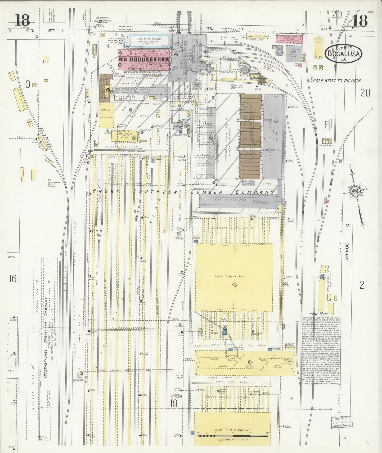 Sanborn Fire Insurance Map from Bogalusa, Washington Parish, Louisiana (1925), Sheet #0018 - Complete Map Set gallery image, historic Sanborn map, vintage wall art, Louisiana Louisiana