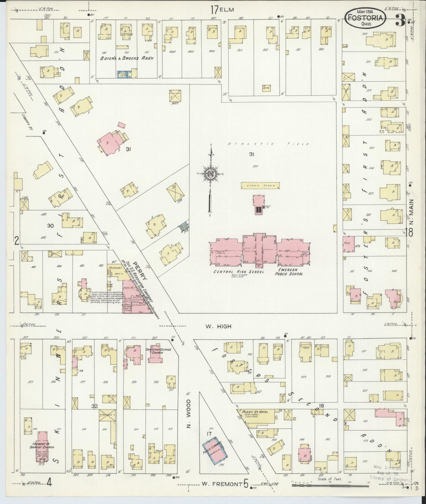 Sanborn Fire Insurance Map from Fostoria, Seneca, Hancock, And Wood Counties, Ohio (1914), Sheet #0003 - Historic Sanborn Fire Insurance Map Print, vintage old map wall art, antique decor, genealogy gift, Ohio Ohio map