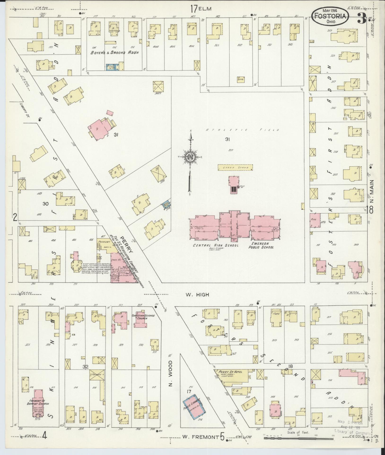 Sanborn Fire Insurance Map from Fostoria, Seneca, Hancock, And Wood Counties, Ohio (1914), Sheet #0003 - Historic Sanborn Fire Insurance Map Print, vintage old map wall art, antique decor, genealogy gift, Ohio Ohio map