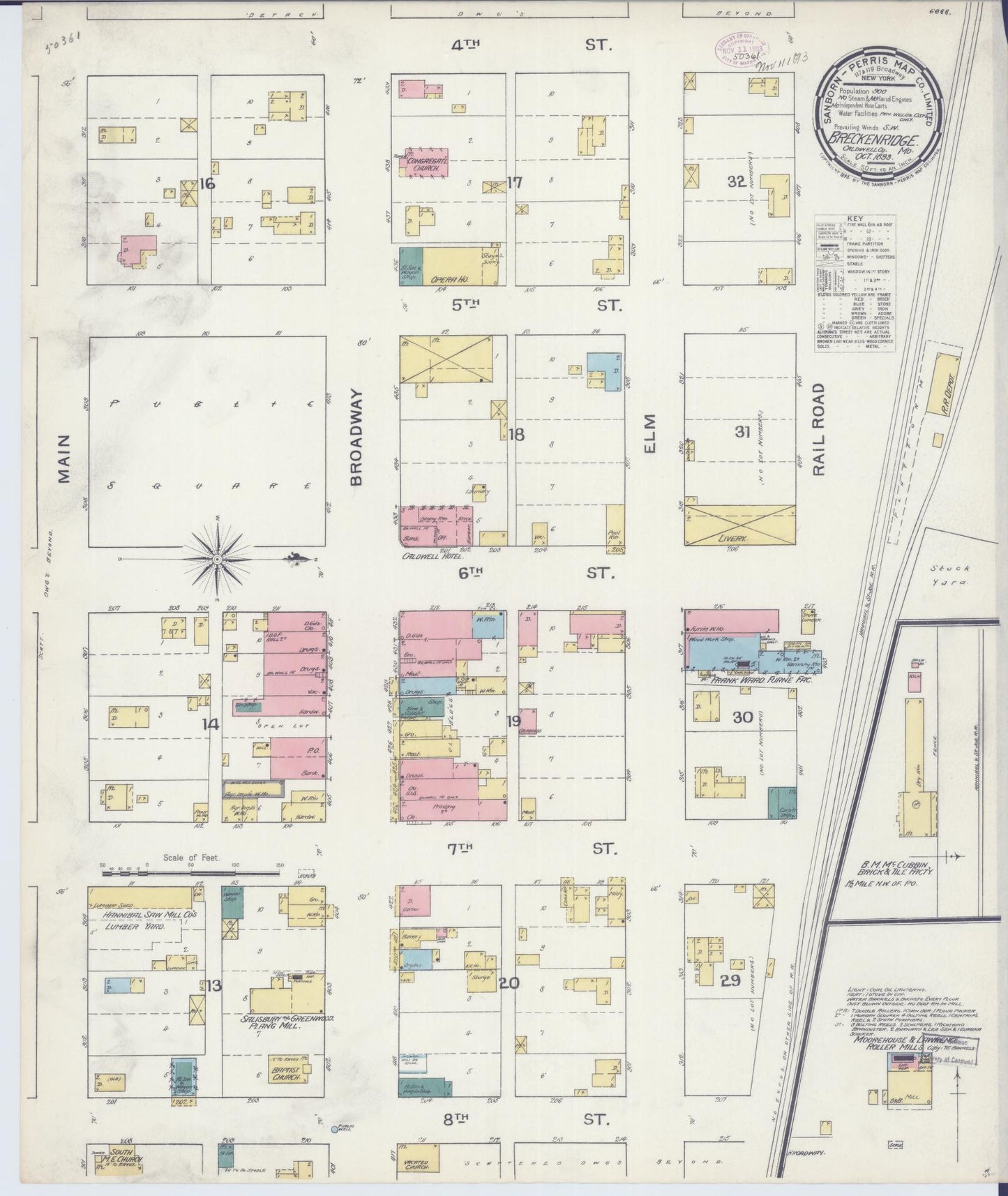 Sanborn Fire Insurance Map from Breckenridge, Caldwell County, Missouri (1893), Sheet #0001 - Historic Sanborn Fire Insurance Map Print, vintage old map wall art, antique decor, genealogy gift, Missouri Missouri map