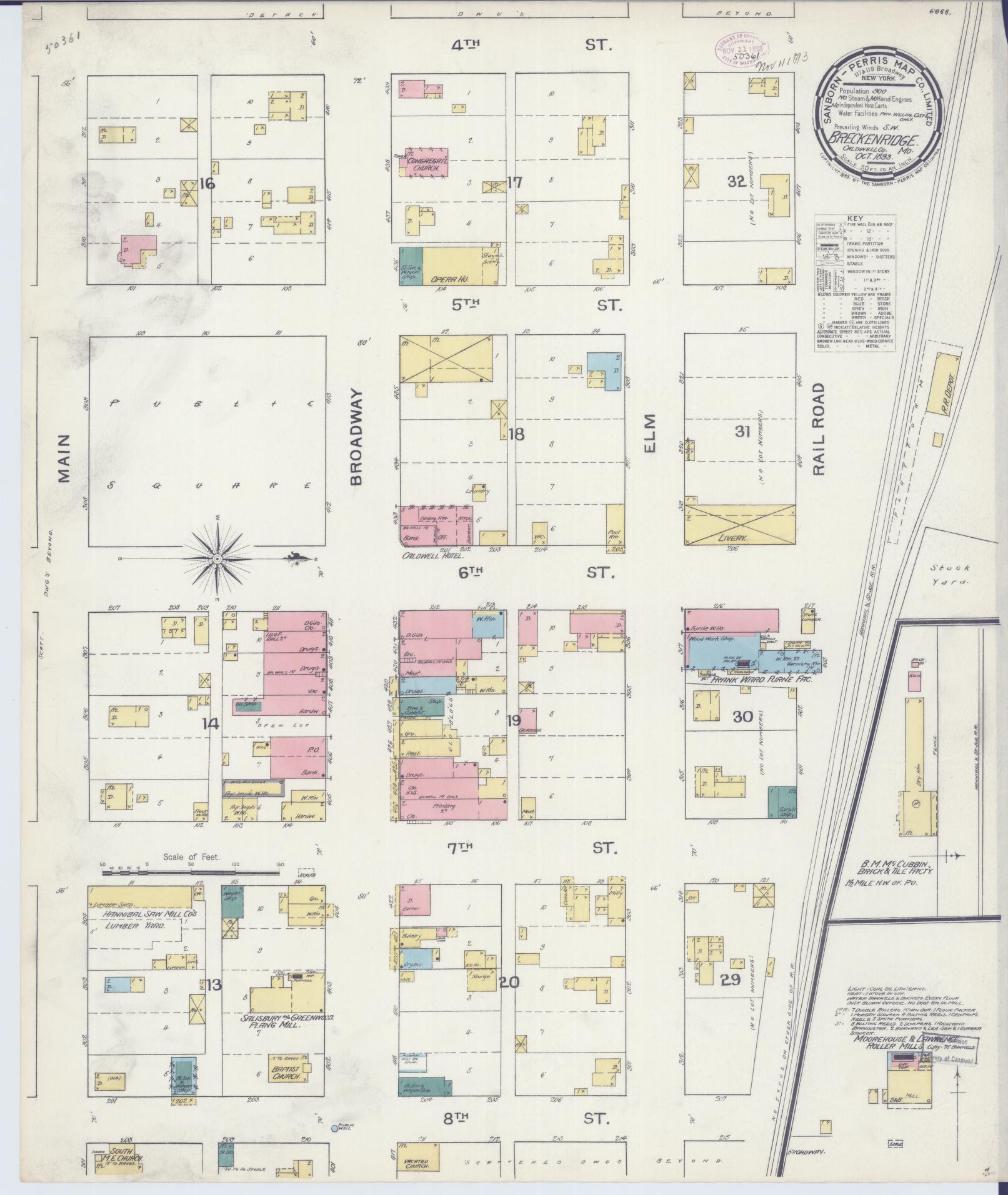 Sanborn Fire Insurance Map from Breckenridge, Caldwell County, Missouri (1893), Sheet #0001 - Historic Sanborn Fire Insurance Map Print, vintage old map wall art, antique decor, genealogy gift, Missouri Missouri map