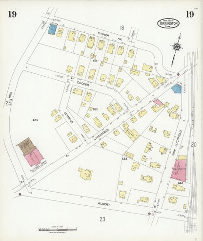 Sanborn Fire Insurance Map from Torrington, Litchfield County, Connecticut (1924), Sheet #0019 - Complete Map Set gallery image, historic Sanborn map, vintage wall art, Connecticut Connecticut