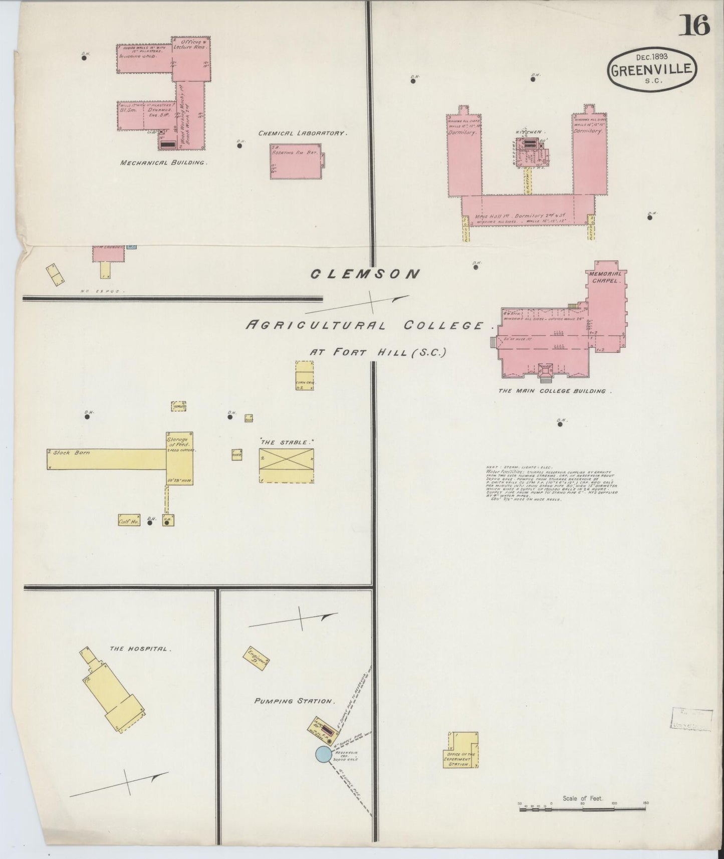 Sanborn Fire Insurance Map from Greenville, Greenville County, South Carolina (1893), Sheet #0016 - Complete Map Set gallery image, historic Sanborn map, vintage wall art, South Carolina South Carolina