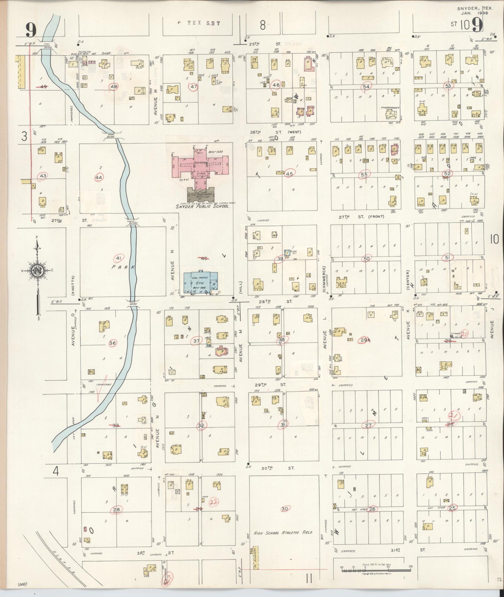 Sanborn Fire Insurance Map from Snyder, Scurry County, Texas (1942), Sheet #0009 - Complete Map Set gallery image, historic Sanborn map, vintage wall art, Texas Texas