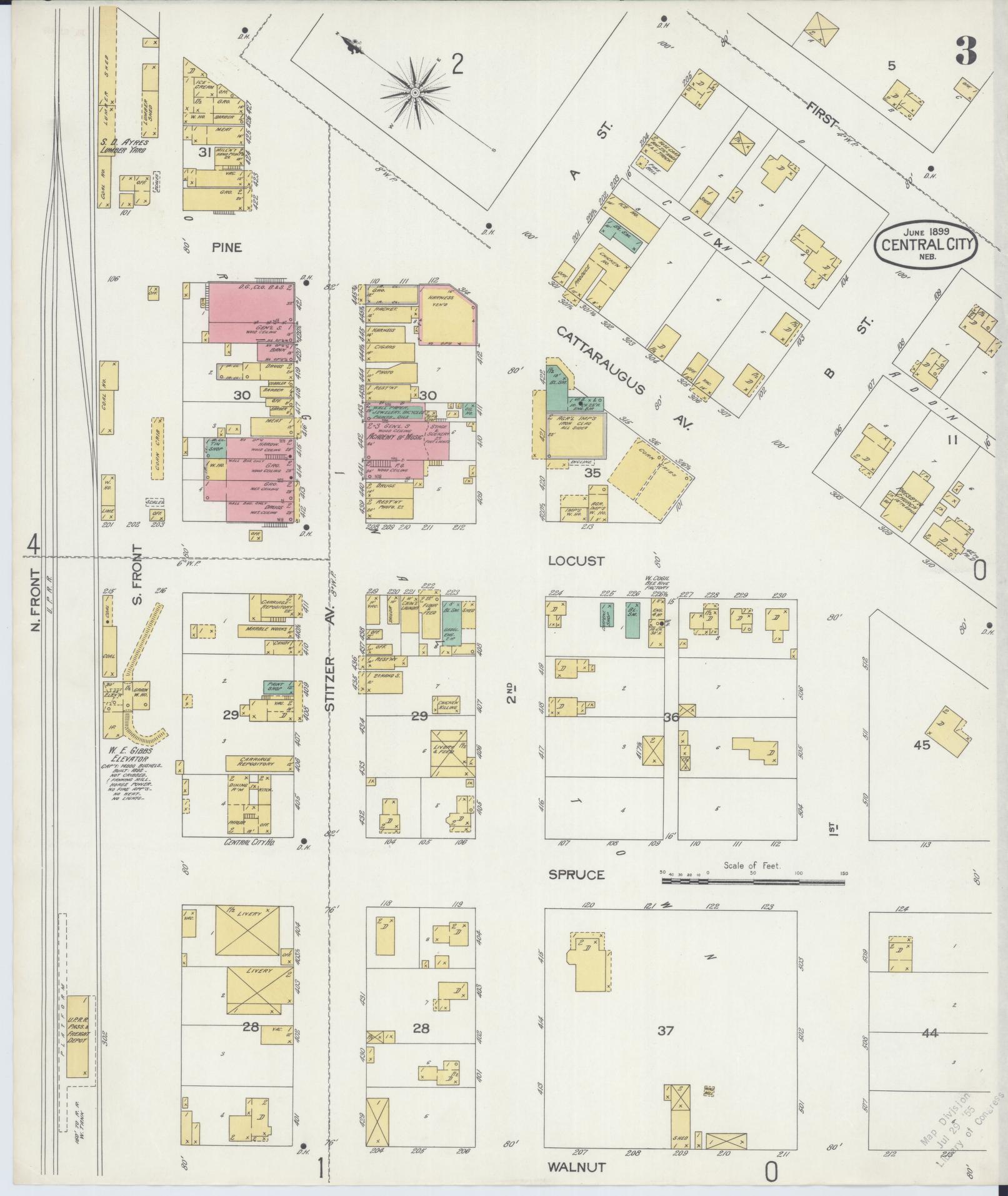 Sanborn Fire Insurance Map from Central City, Merrick County, Nebraska (1899), Sheet #0003 - Historic Sanborn Fire Insurance Map Print, vintage old map wall art, antique decor, genealogy gift, Nebraska Nebraska map