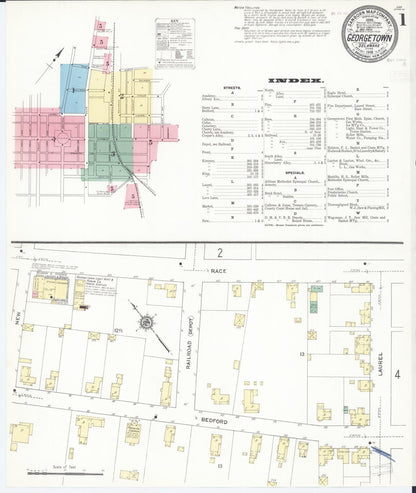 Sanborn Fire Insurance Map from Georgetown, Sussex County, Delaware (1910), Sheet #0001 - Complete Map Set gallery image, historic Sanborn map, vintage wall art, Delaware Delaware