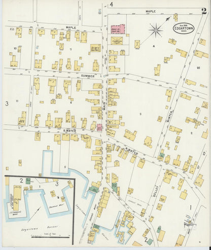 Sanborn Fire Insurance Map from Edgartown, Dukes County, Massachusetts (1898), Sheet #0002 - Complete Map Set gallery image, historic Sanborn map, vintage wall art, Massachusetts Massachusetts