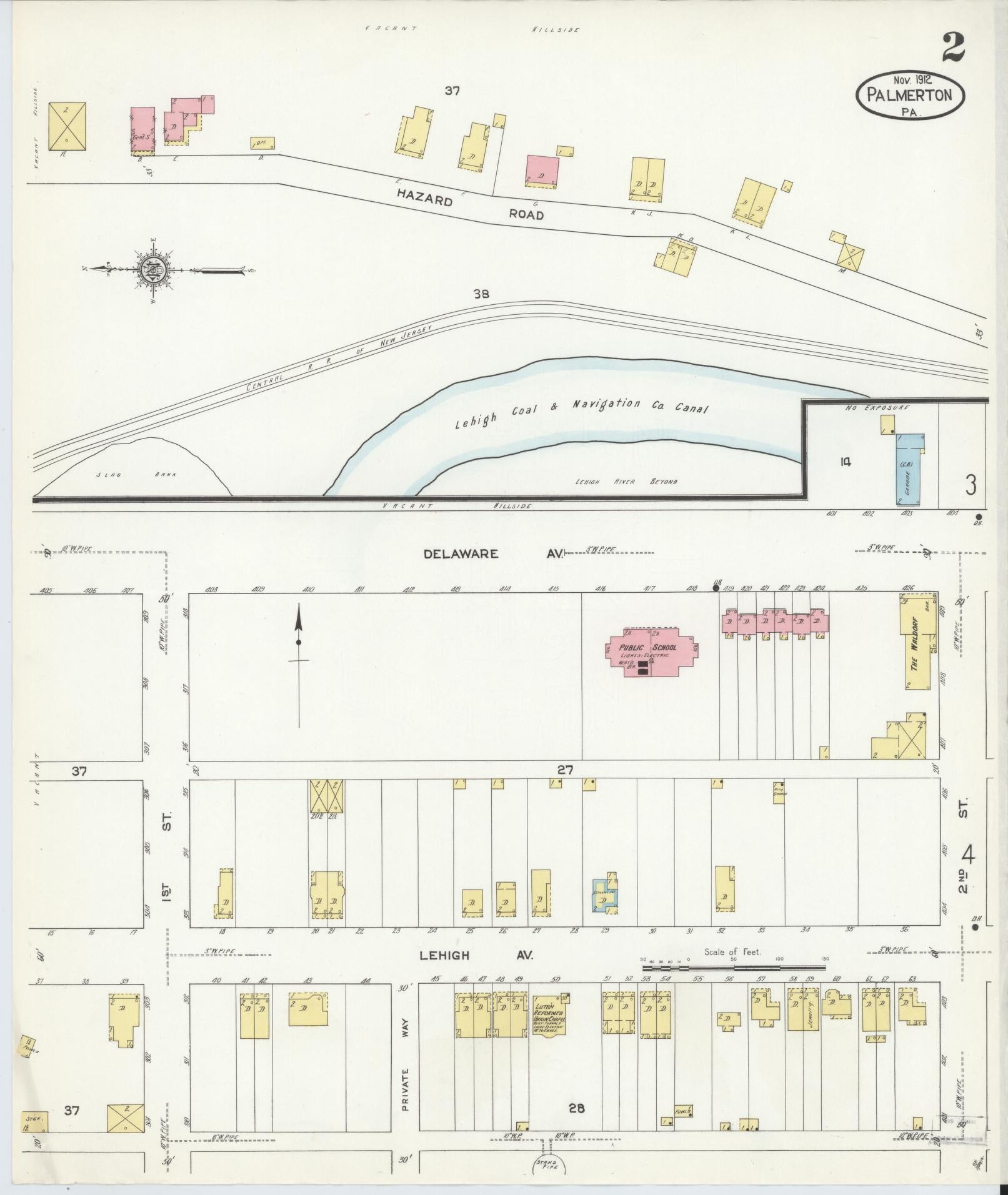 Sanborn Fire Insurance Map from Palmerton, Carbon County, Pennsylvania (1912), Sheet #0002 - Complete Map Set gallery image, historic Sanborn map, vintage wall art, Pennsylvania Pennsylvania