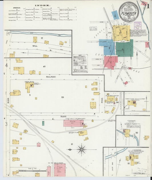 Sanborn Fire Insurance Map from Plymouth, Huron And Richland Counties, Ohio (1904), Sheet #0001 - Complete Map Set gallery image, historic Sanborn map, vintage wall art, Ohio Ohio