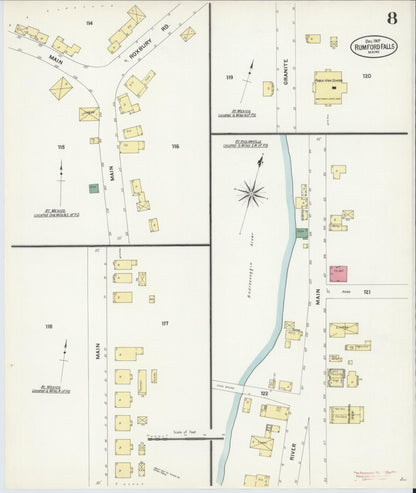 Sanborn Fire Insurance Map from Rumford Falls, Oxford County, Maine (1907), Sheet #0008 - Complete Map Set gallery image, historic Sanborn map, vintage wall art, Maine Maine
